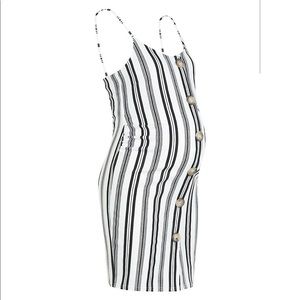 Boohoo Maternity Button Stripe Mini Shift dress